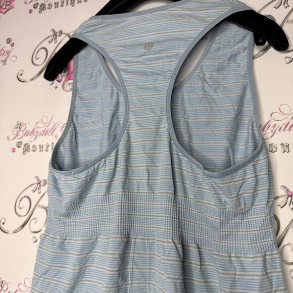 Lululemon tank top sparkly striped blue silver vintage rare stretchy racer back - Picture 5 of 9